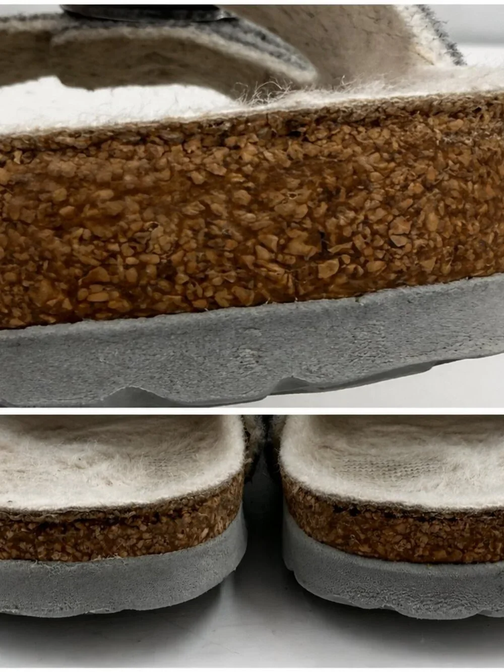 Birkenstock Arizona Sandals‎ Womens 6 Gray Wool Shearling Lined Made In Germany